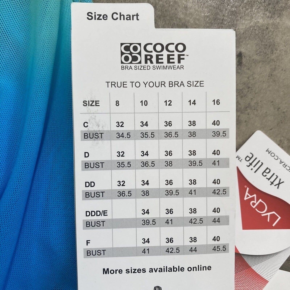 Coco Reef Swimwear Womens 34D Blue Aura Mesh Ruffle Tankini Swim Top Tie Neck - Picture 6 of 12